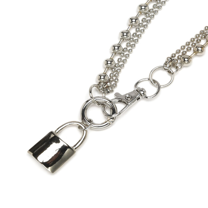 南京錠ボールチェーンネックレス