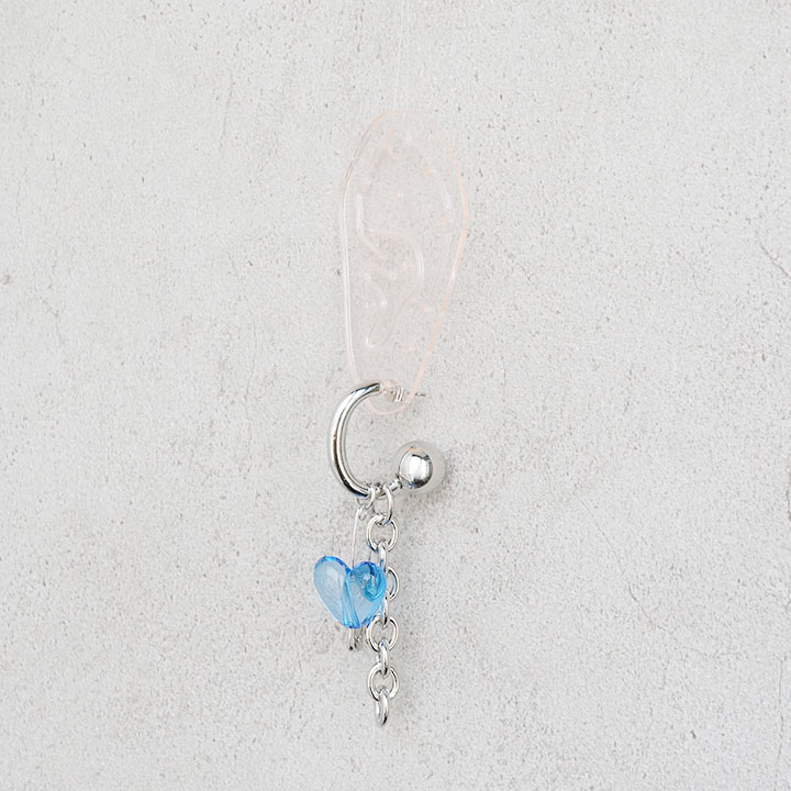 安全ピンハート&チェーンピアス (片耳用)