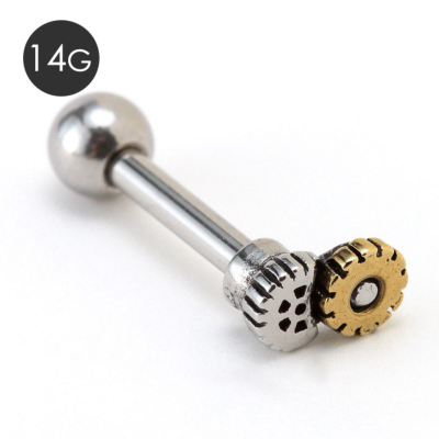 Steam Punk 2連歯車bb 穴あき ネコポスok 小さいピアス Medistore Medi Store