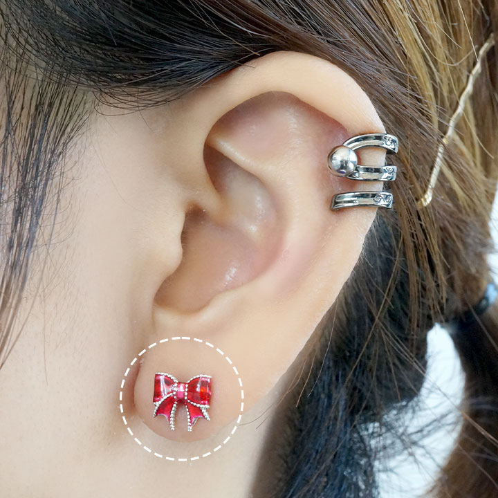 TATTOO】 [ ダブルフェイス ] Ribbon Studs