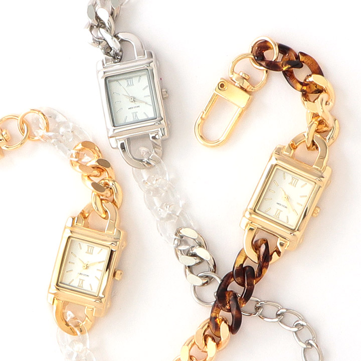 5月再入荷 アクリルコンビチェーンウォッチ ネコポス不可 4 400円 税込 以上 送料無料 Medistore Medi Store