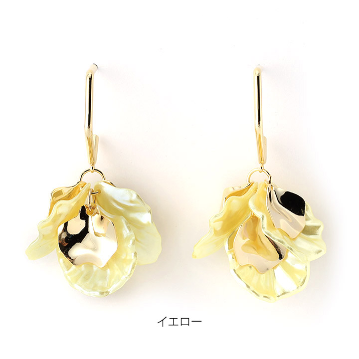 ピアス 花びら 花 フラワー Flower アクリル カラフル メタル フープピアス Medistore Medi Store