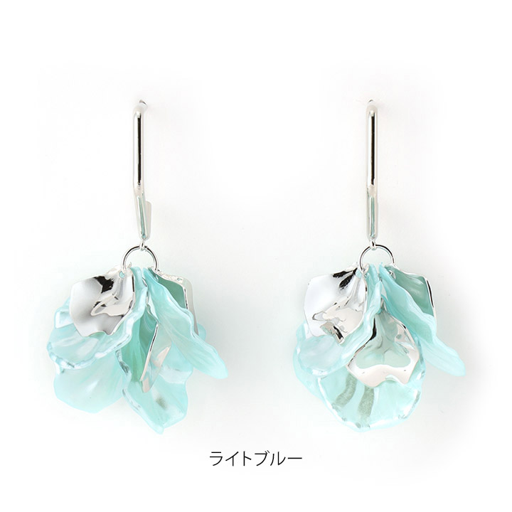 ピアス 花びら 花 フラワー Flower アクリル カラフル メタル フープピアス Medistore Medi Store