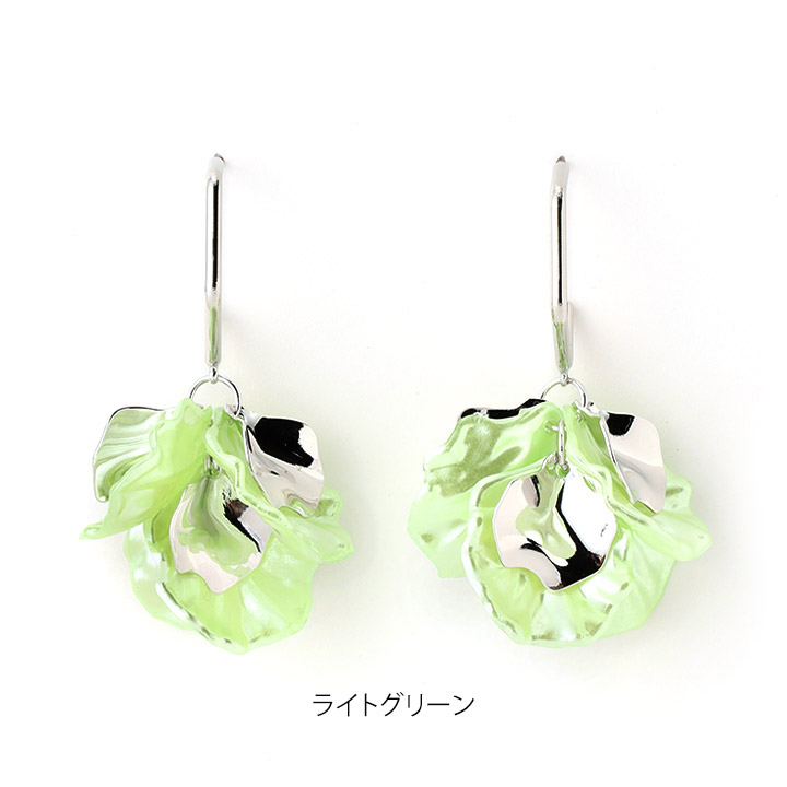 ピアス 花びら 花 フラワー Flower アクリル カラフル メタル フープピアス Medistore Medi Store